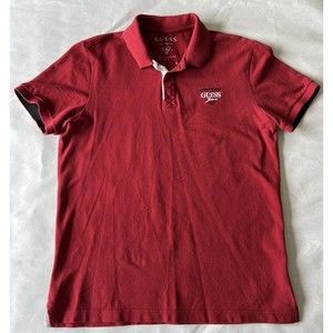 Vintage Guess Jeans Slim Fit Polo Red Large EUC Los Angeles Denim Dry Goods